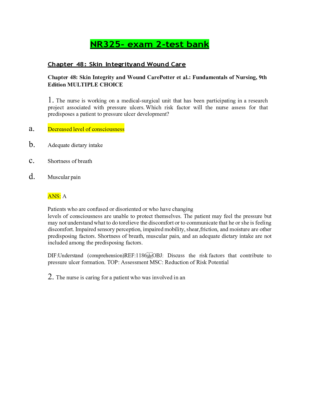 Preview image of NR325- exam 2-test bank.pdf document